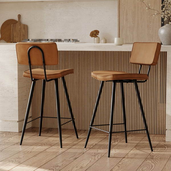 Chaise de bar mi-hauteur Texas camel 66 cm (lot de 2)