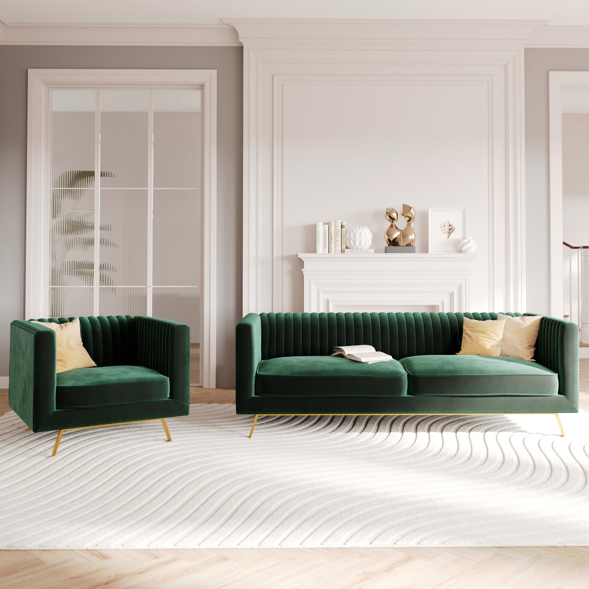 insieme in velluto verde Gatsby divano poltrona