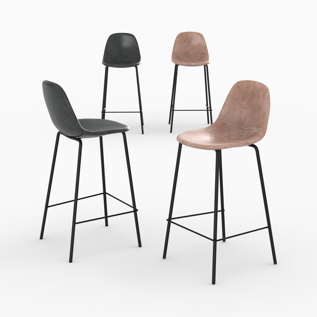 set di 4 sedie Henrik per isola centrale 65 cm taupe e grigio nero