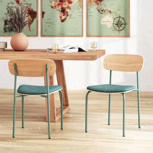 2 sedie alba ecoliere blu e legno