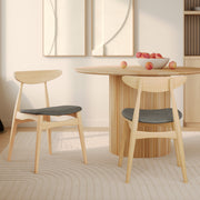 2 sedie Josette in tessuto grigio e legno chiaro