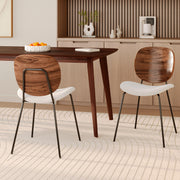 2 chaises bois marron beige pieds noirs