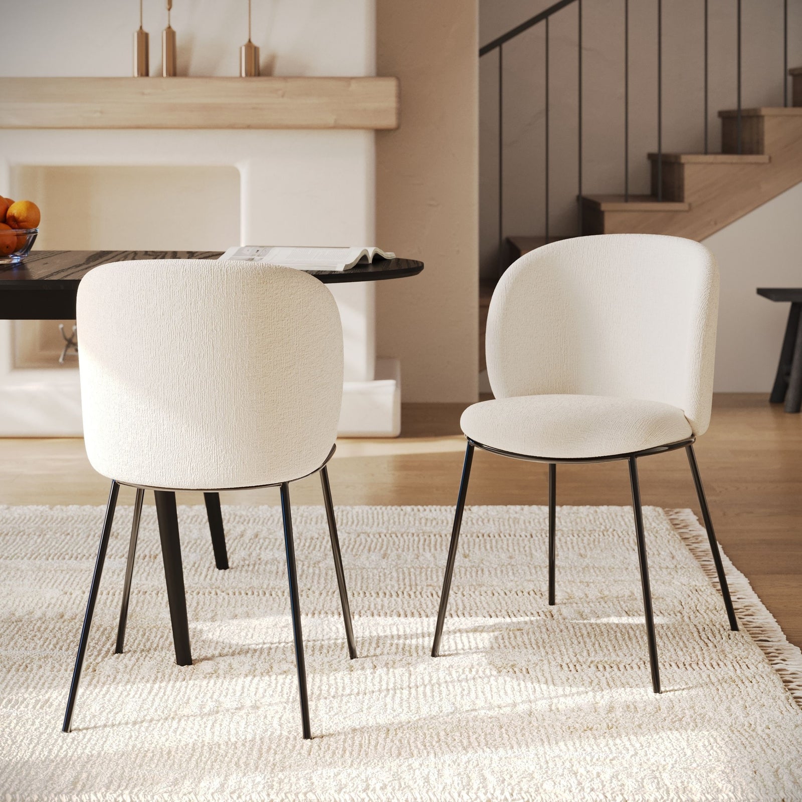 2 chaises bulle confort tissu doux blanc