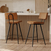 2 chaises de bar 65 cm simili cuir texas marron