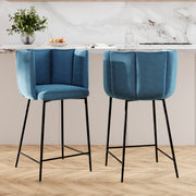 2 chaises de bar 67 cm rosy en velours bleu rdv deco