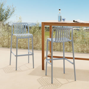 2 chaises de bar de jardin bleu pastel Duli