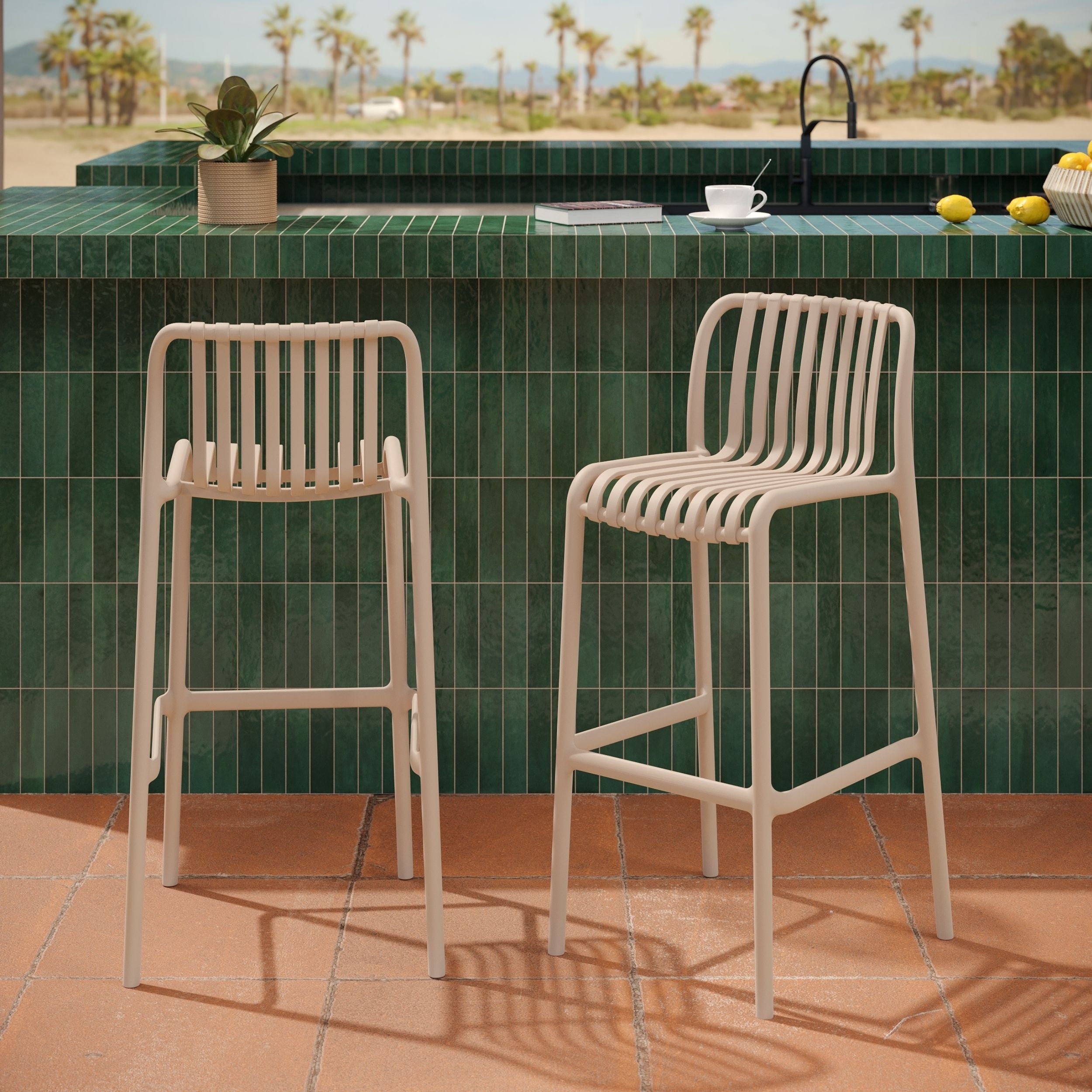2 chaises de bar de jardin Duli