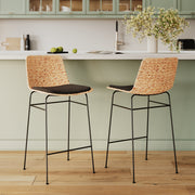 2 chaises de bar en rotin noir