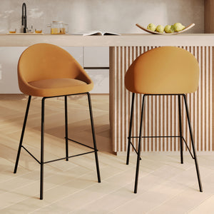 2 chaises de bar synthétique canelle