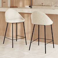 2 chaises de bar tissu bouclé misty 65 cm