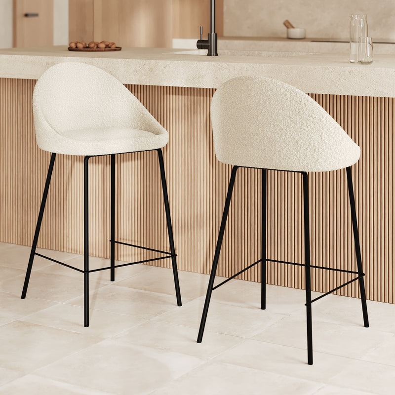 2 chaises de bar tissu bouclé misty 65 cm