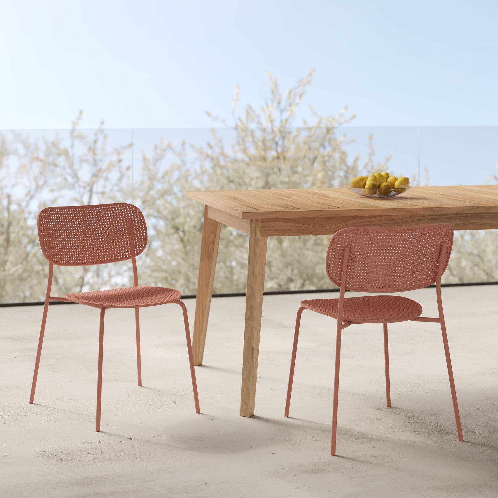 2 chaises de jardin empilables terracotta Gea