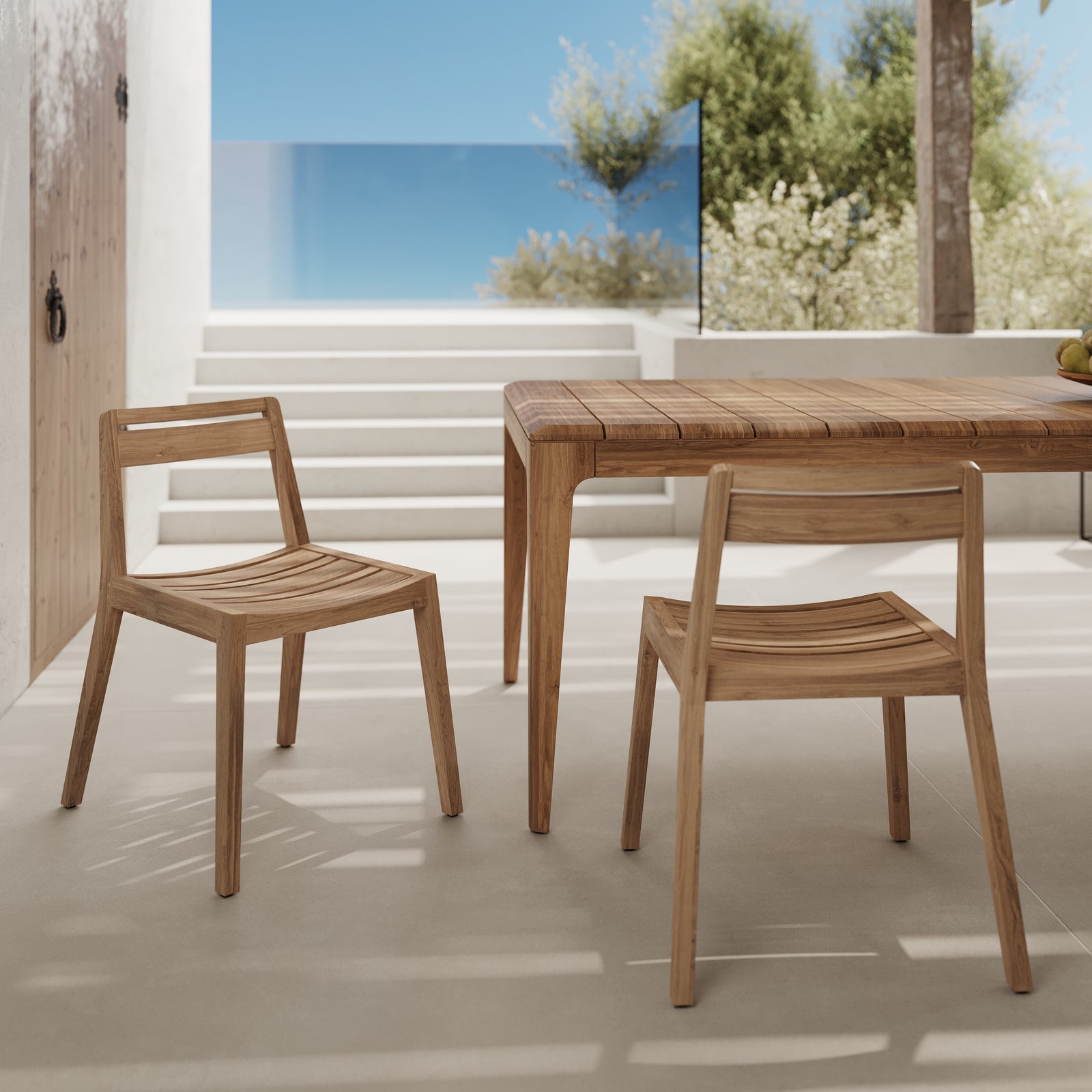 2 chaises de jardin en bois de teck zao extérieur