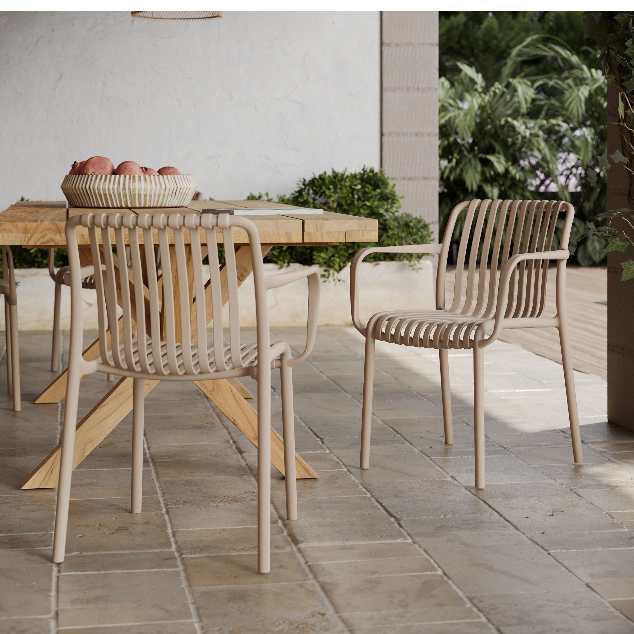 2 chaises de jardin Ivy empilables beige