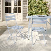2 chaises de jardin métal bleu pastel