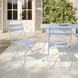 2 chaises de jardin métal bleu pastel