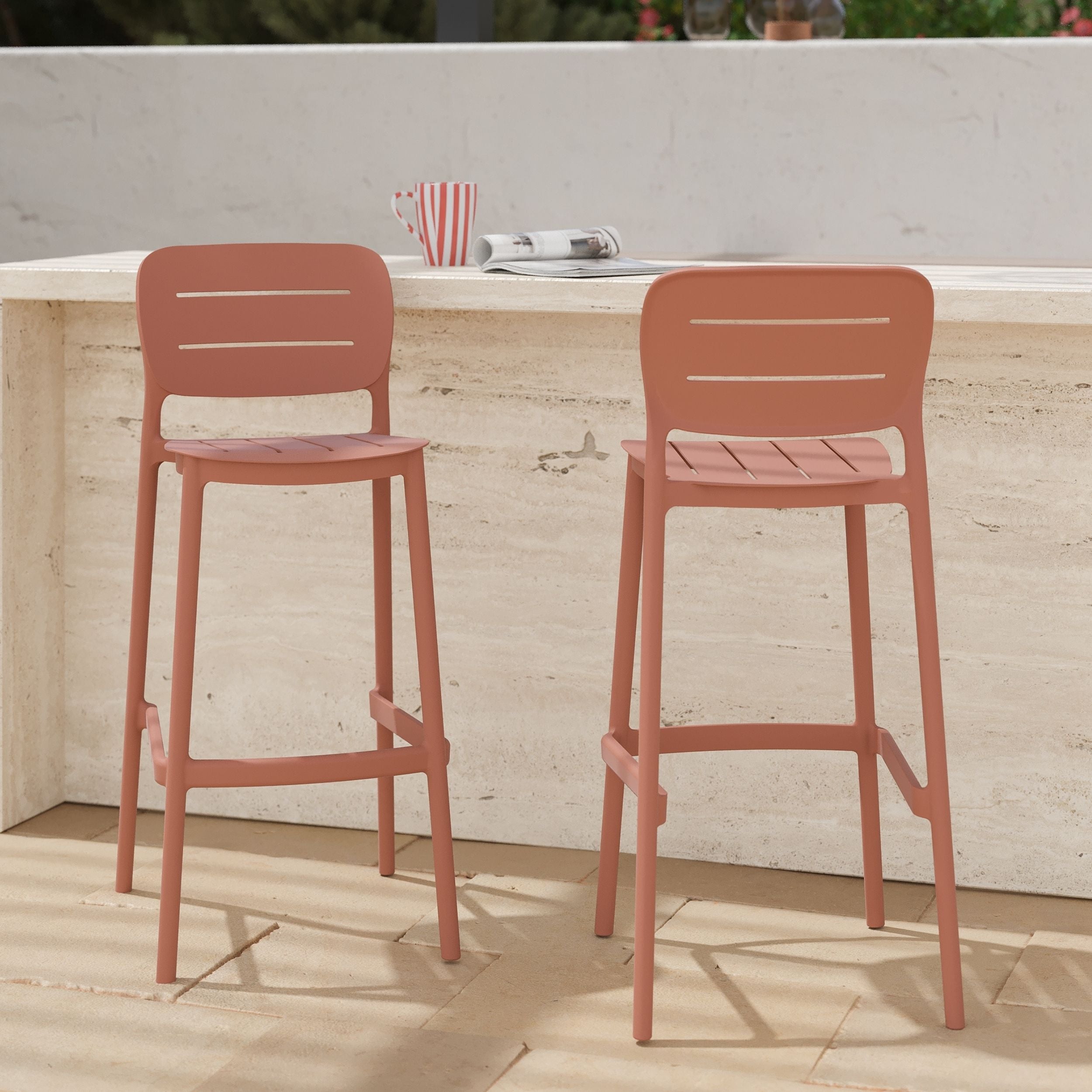 2 chaises de jardin plastique terracotta chaise de bar