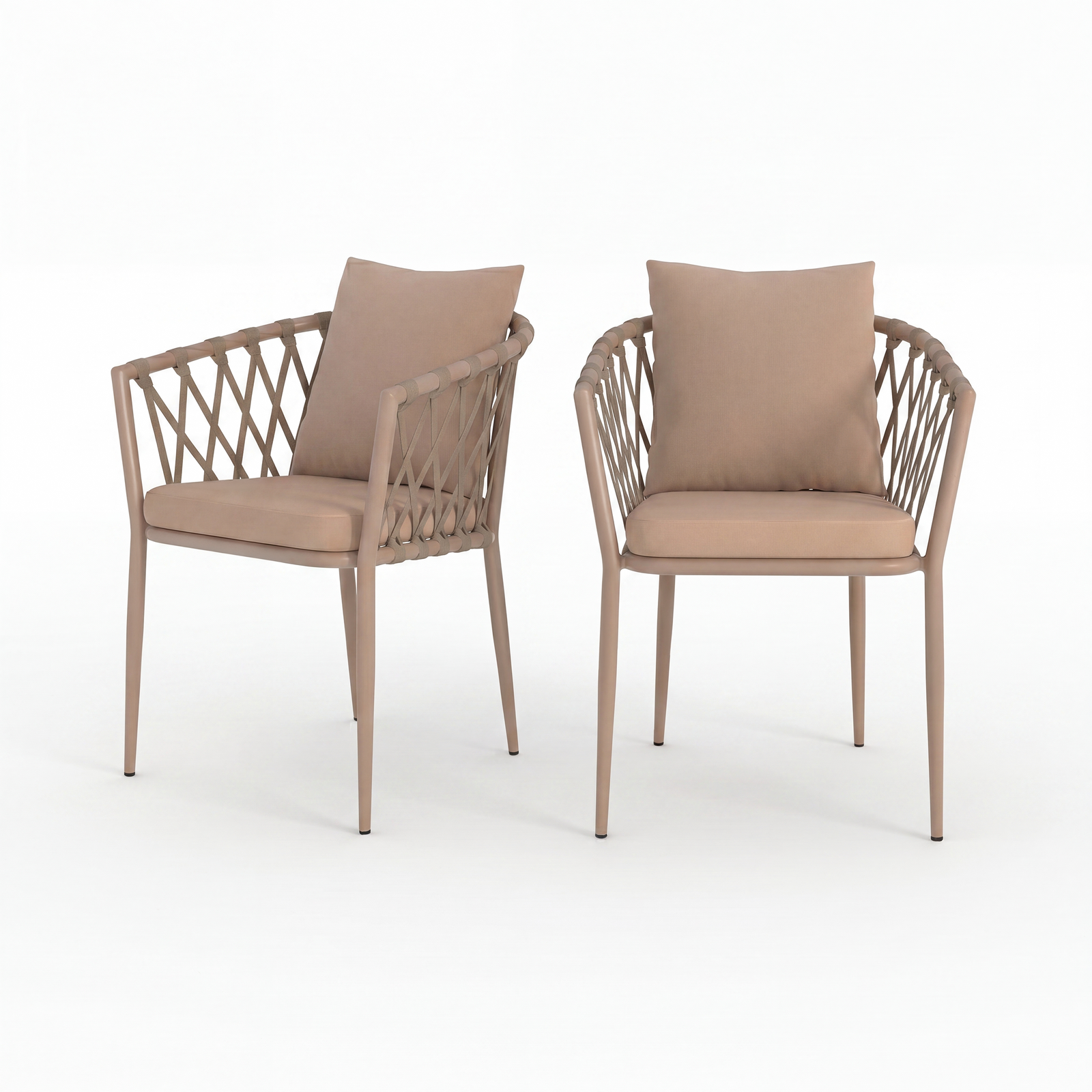 2 chaises empilables Dulcy beige taupe jardin – Maison Pavane