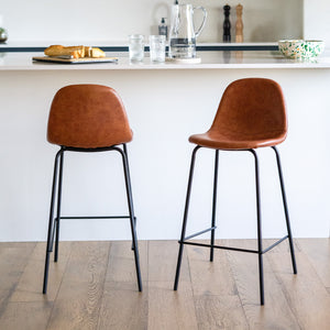 Silla de bar de media altura Henrik camello 65 cm (juego de 2)