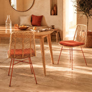 Lot de 2 chaises Tamara en rotin et tissu orange vermillon