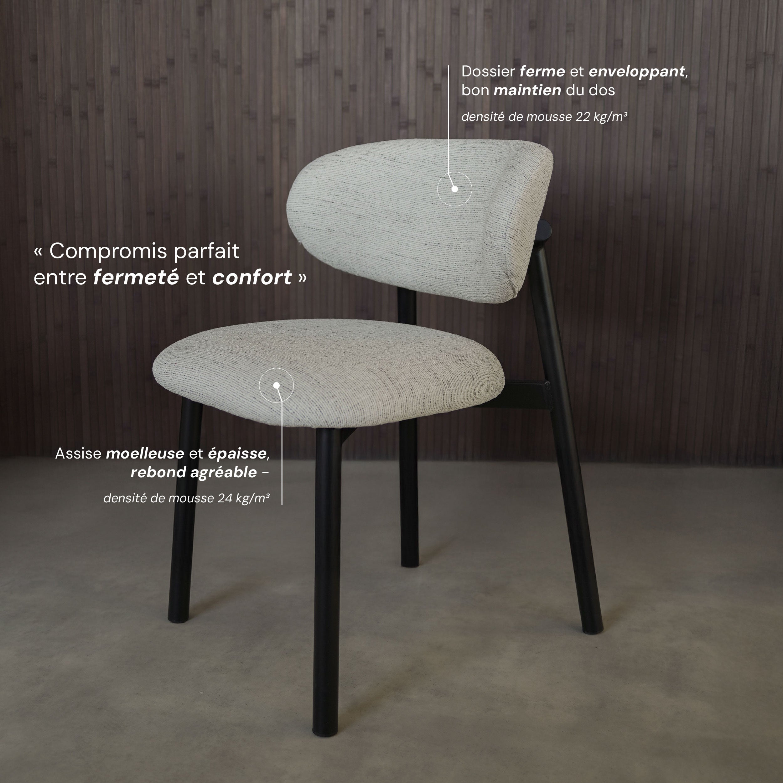 Sedia Nao in tessuto grigio chiaro mélange (set di 2)