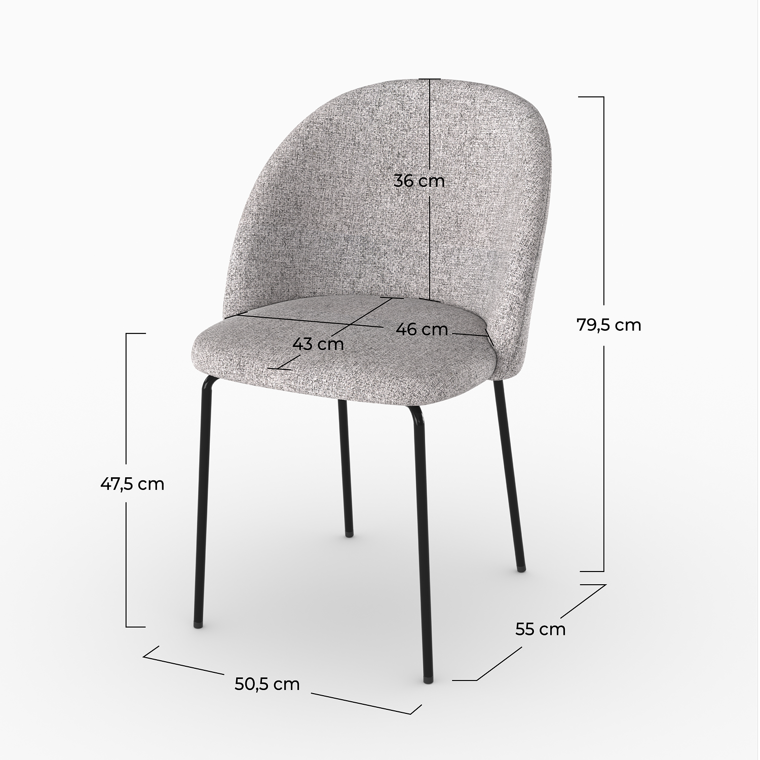 2 chaises en tissu gris clair Karl