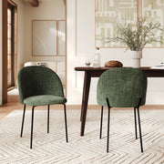 2 chaises en tissu texture vert sapin Karl