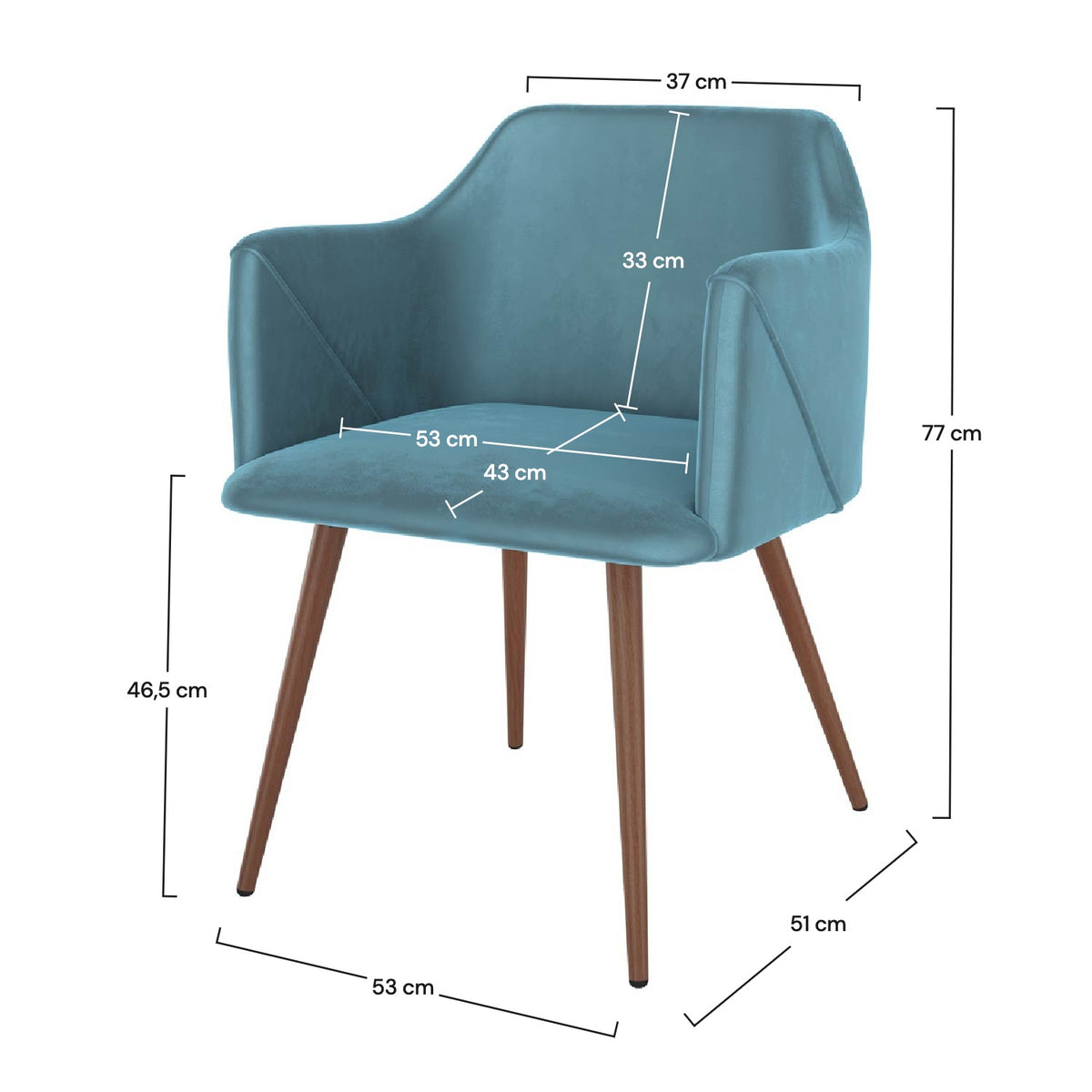 Chaise Daisy en velours bleu (lot de 2)