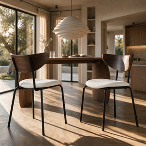 2 chaises en velours côtelé blanc salle à manger – Maison Pavane
