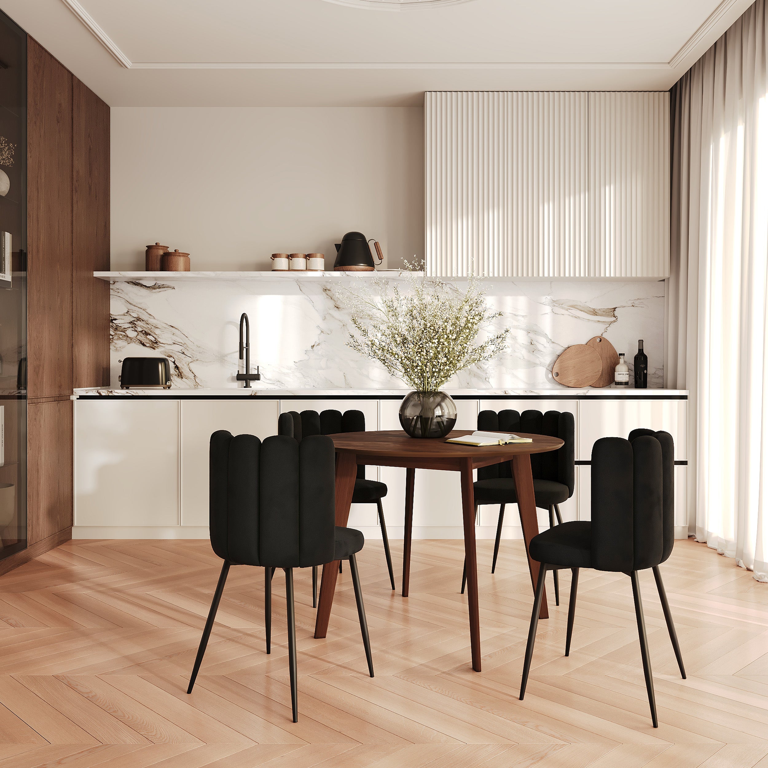 2 chaises en velours noir Rosy