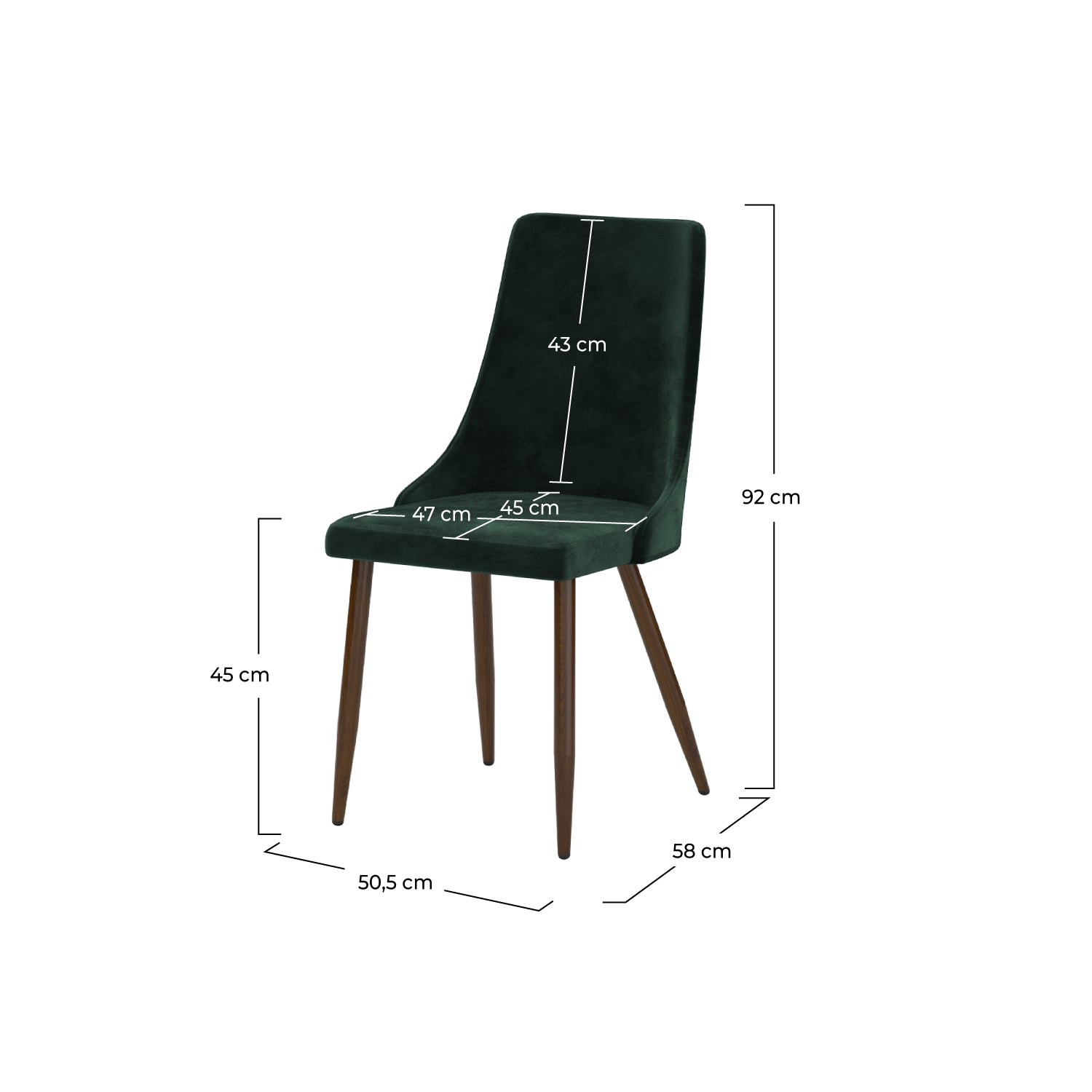 2 chaises en velours vert Vinni sapin