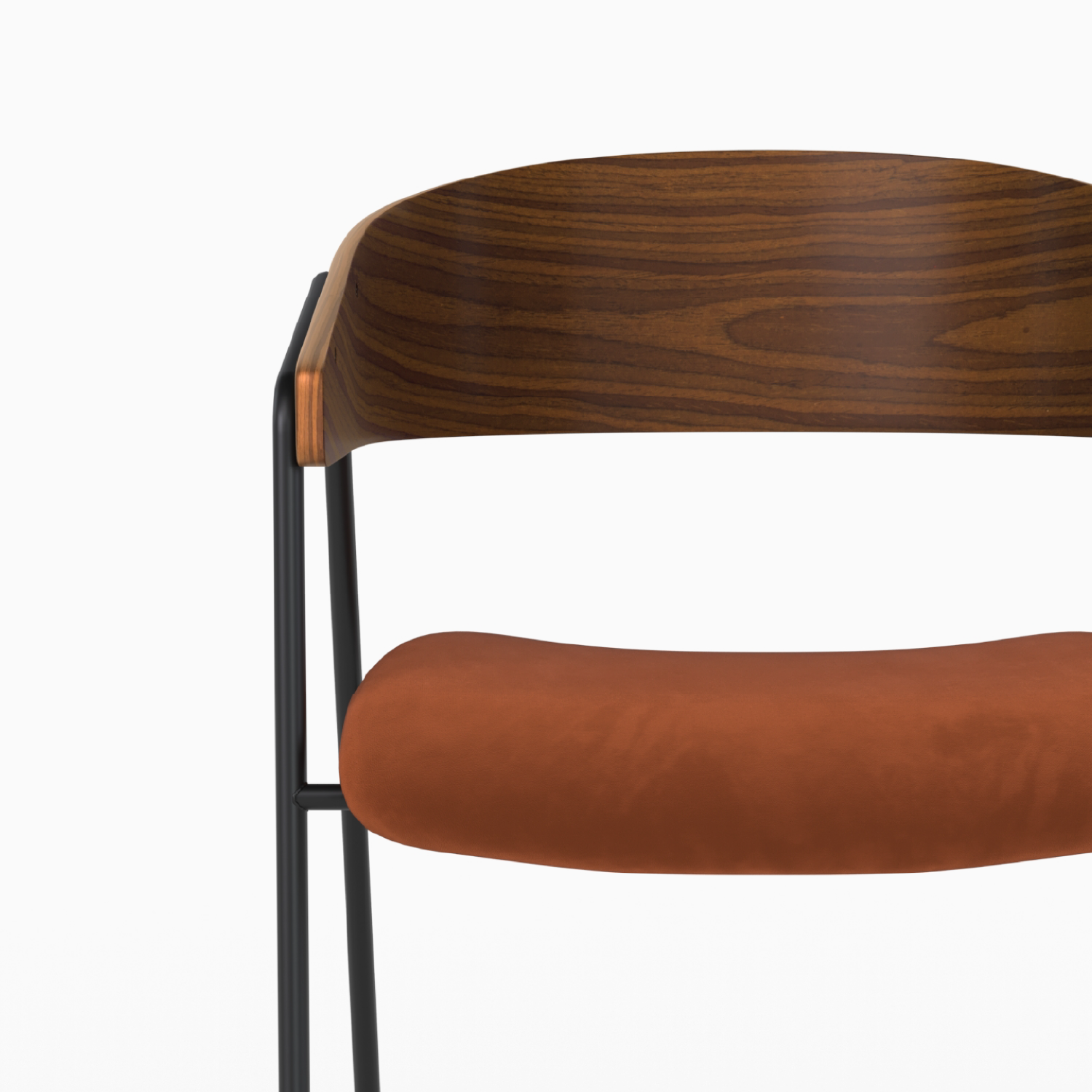 2 chaises Esmée terracotta velours bois noyer