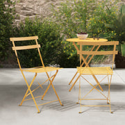 2 chaises jaune poussin métal pliante