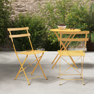 2 chaises jaune poussin métal pliante