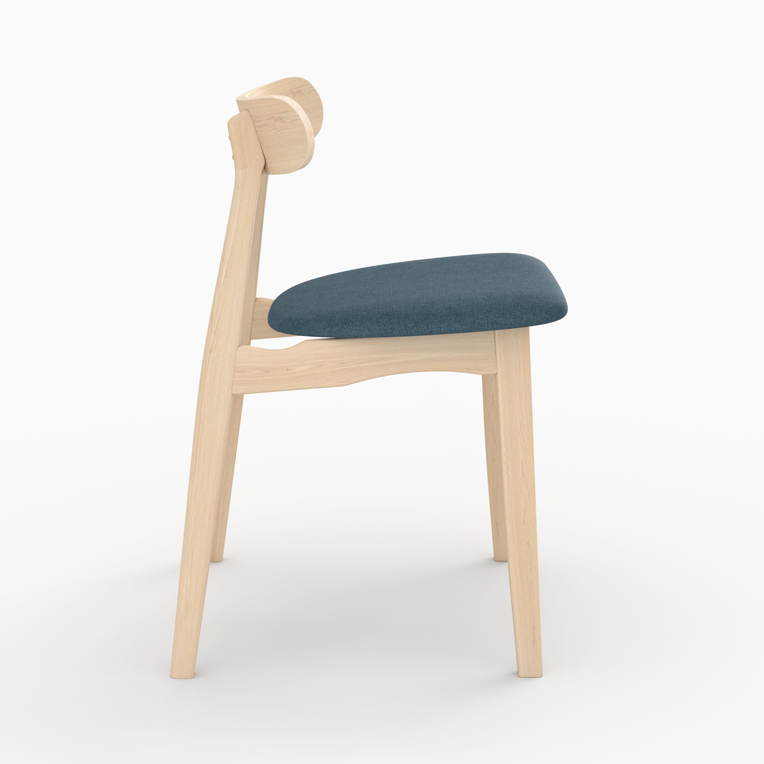 2 sedie Josette in legno chiaro e tessuto blu