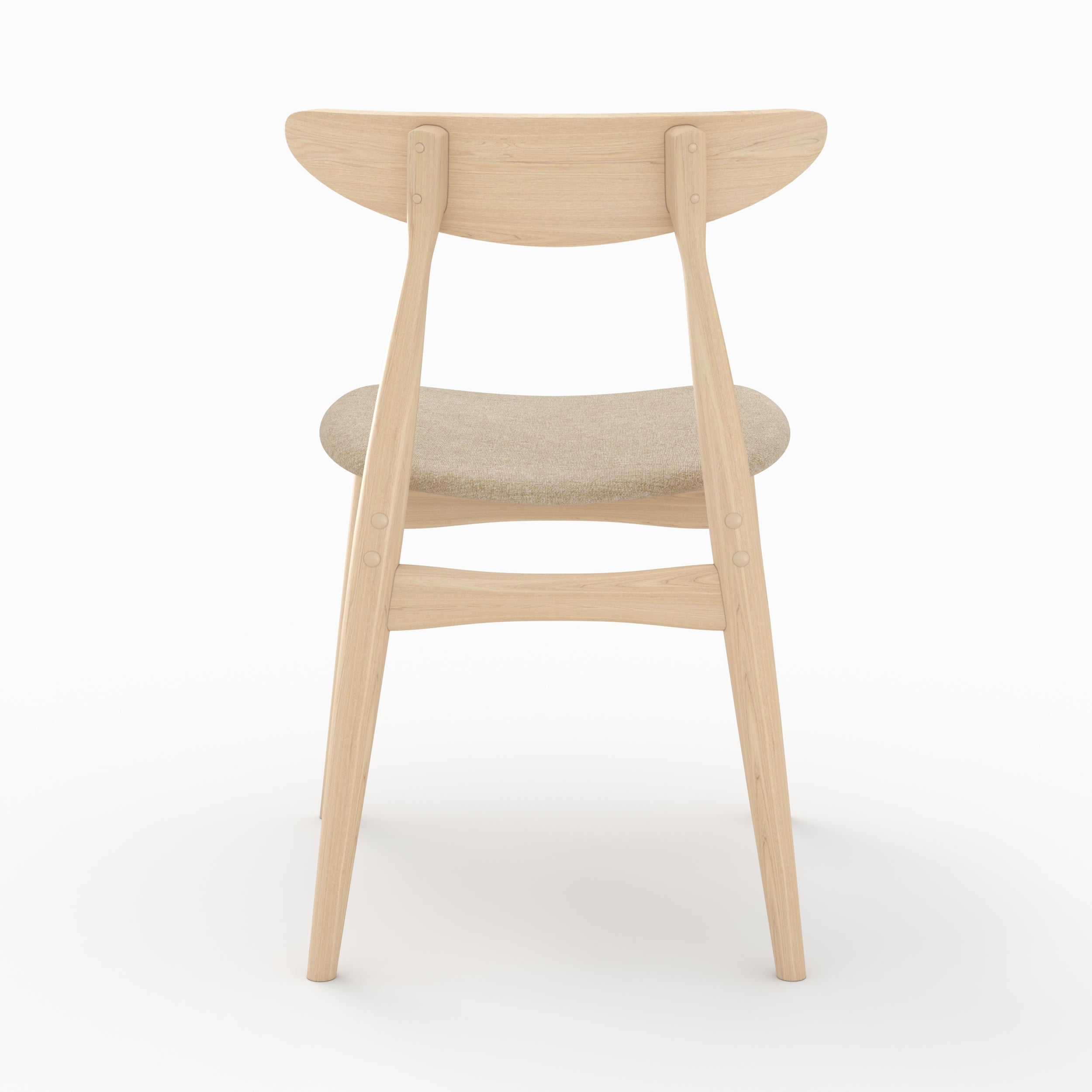 2 sedie Josette in tessuto beige e legno di hevea chiaro