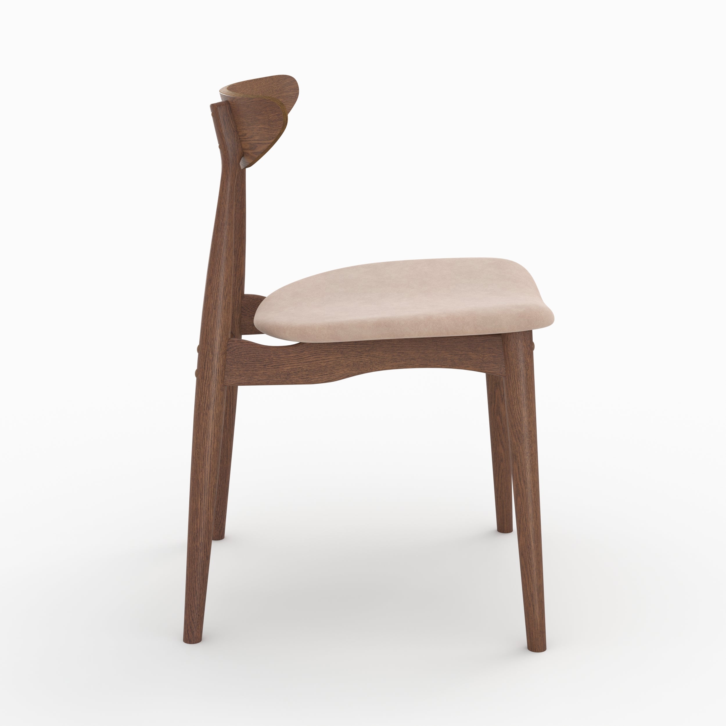 2 sedie Josette in tessuto beige e legno di hevea scuro