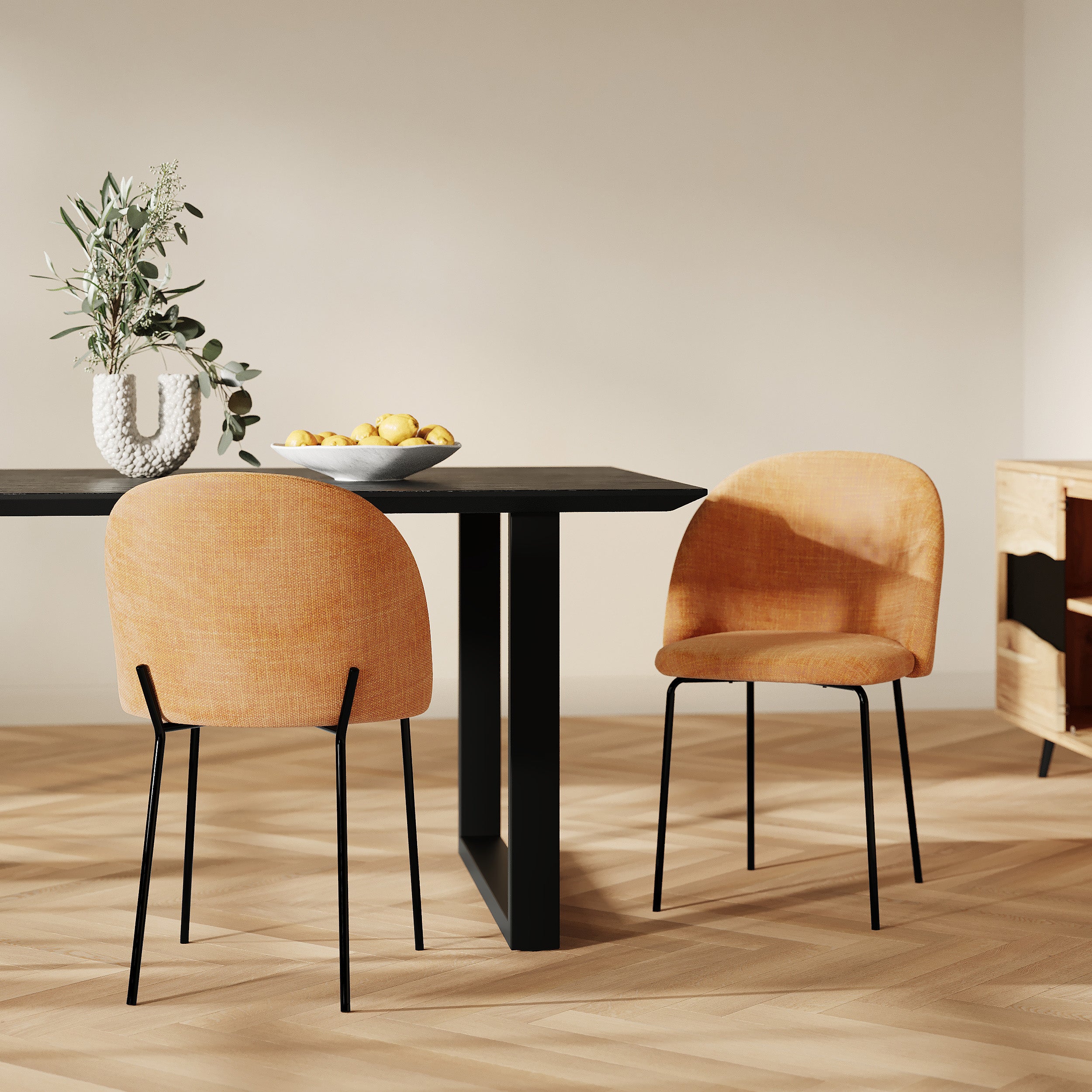 2 chaises Karl tissu jaune