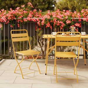 2 chaises métal jaune