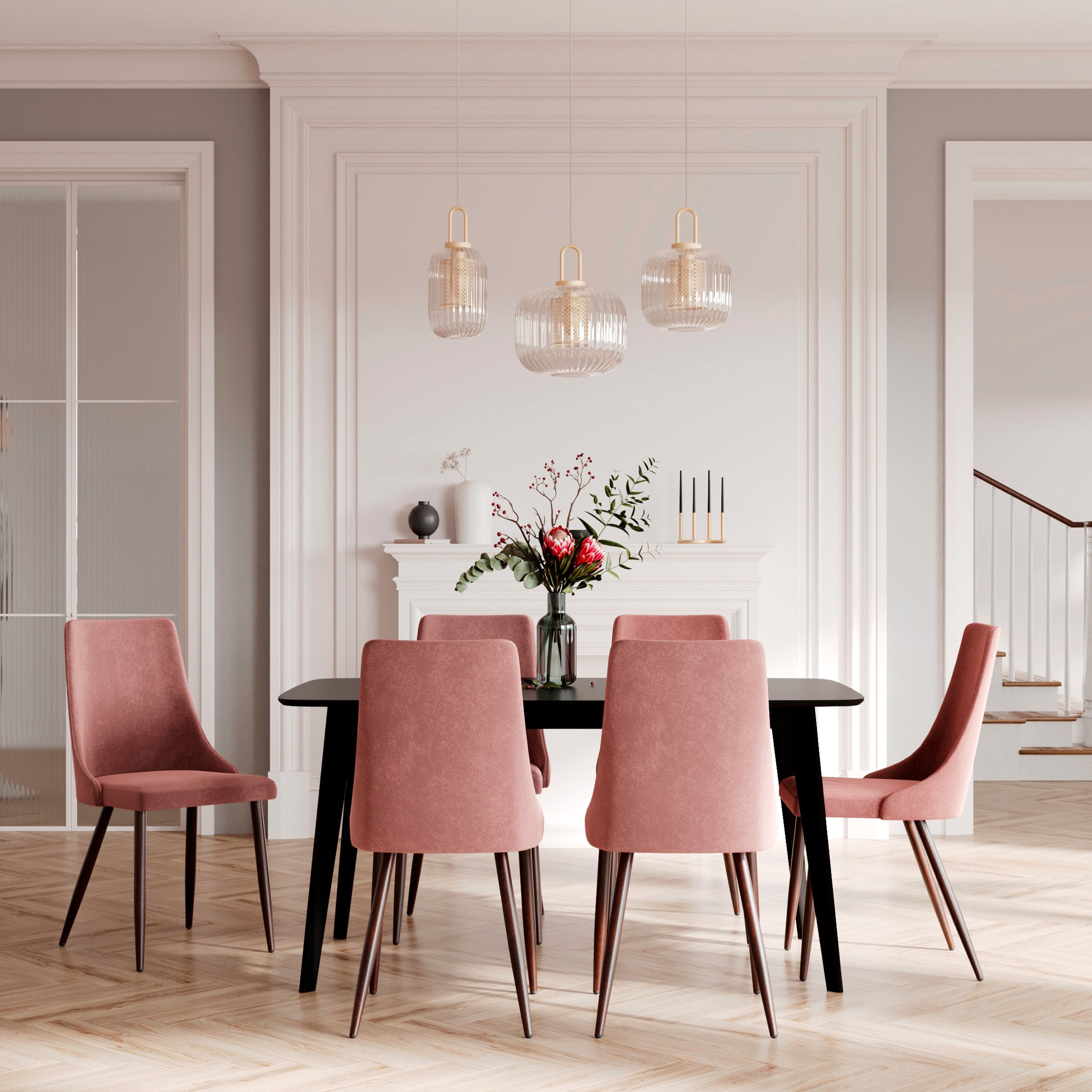 2 chaises rose en velours Vinni