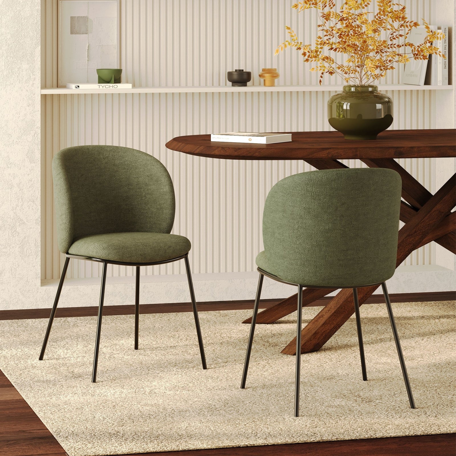 2 chaises tissu vert kaki bulle
