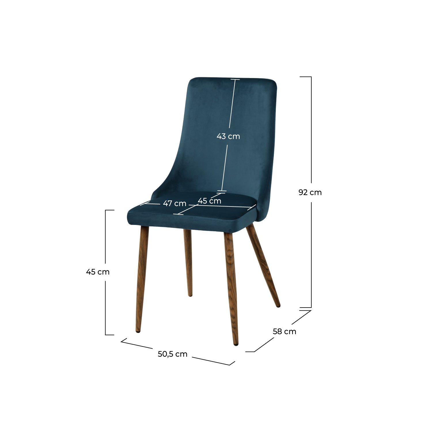 2 chaises Vinni velours bleu marine