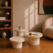 Set aus 3 weißen lackierten MDF-Couchtischen Nora