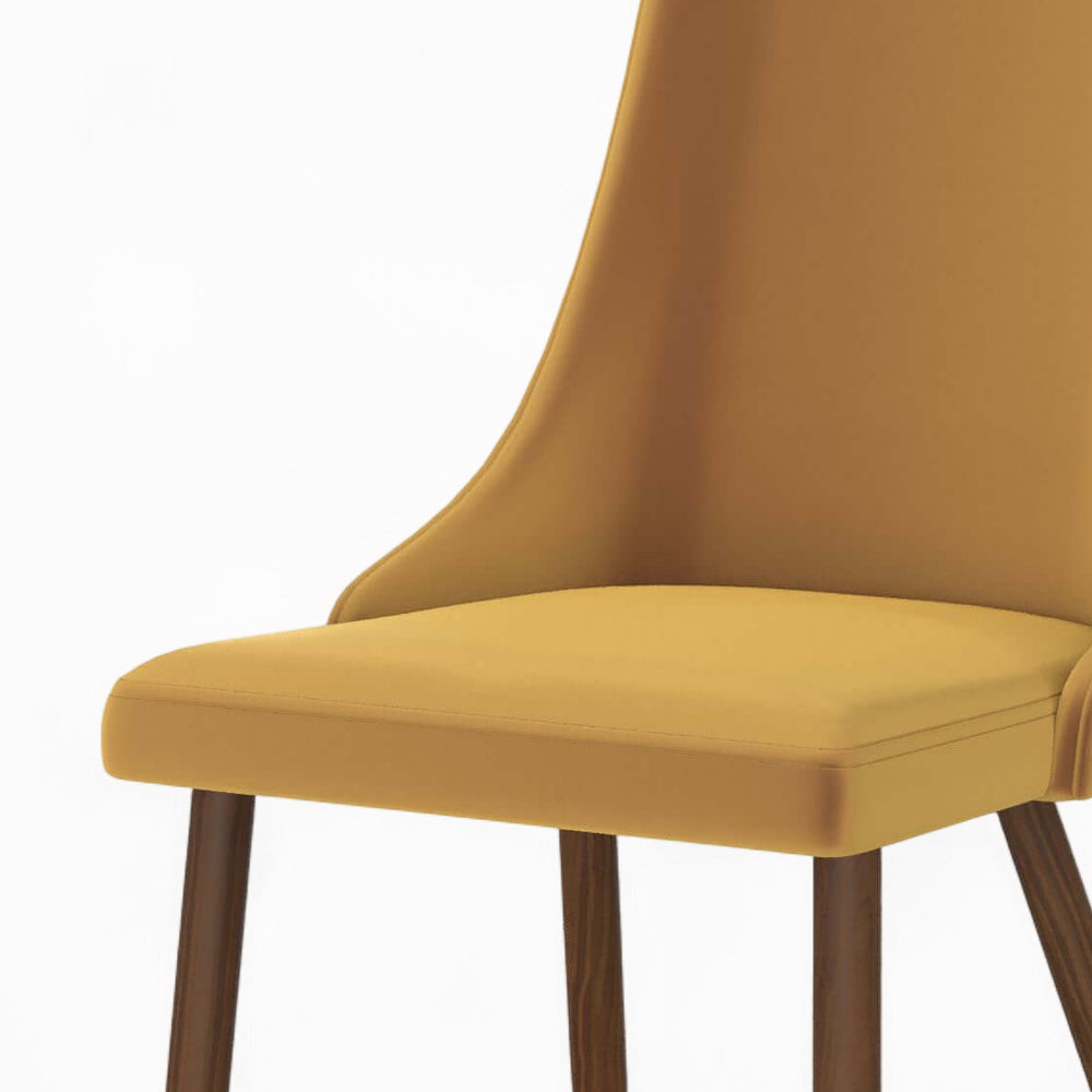 4 sedie Penelope velluto giallo con schienale alto asimmetrico pacchetto appuntamento deco