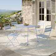 4 places tables et chaises de jardin bleu pastel