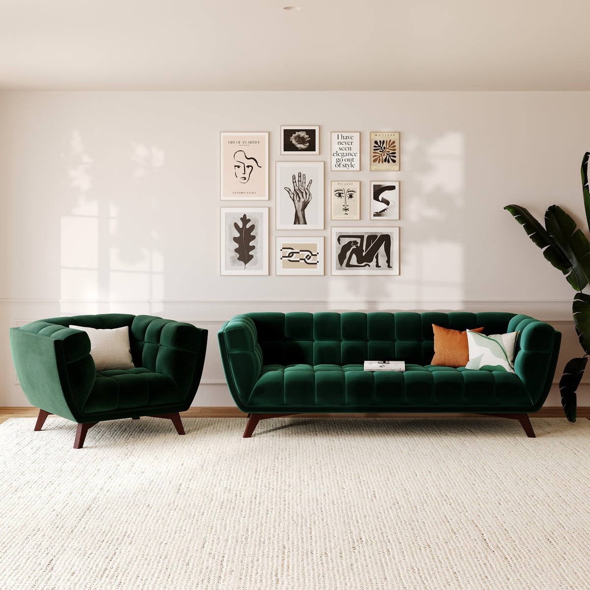 Sofa Mona aus dunkelgrünem Samt: die absolute Raffinesse in Ihrem Interieur – Maison Pavane
