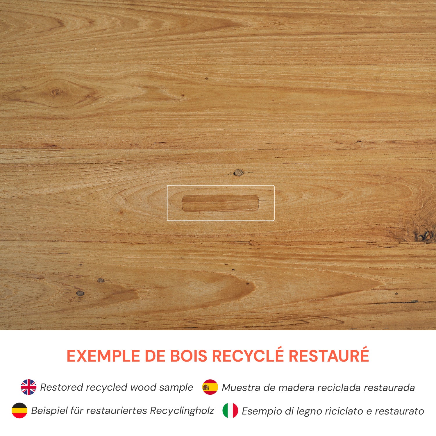 Bois recyclé zoom matière kbk Kouma