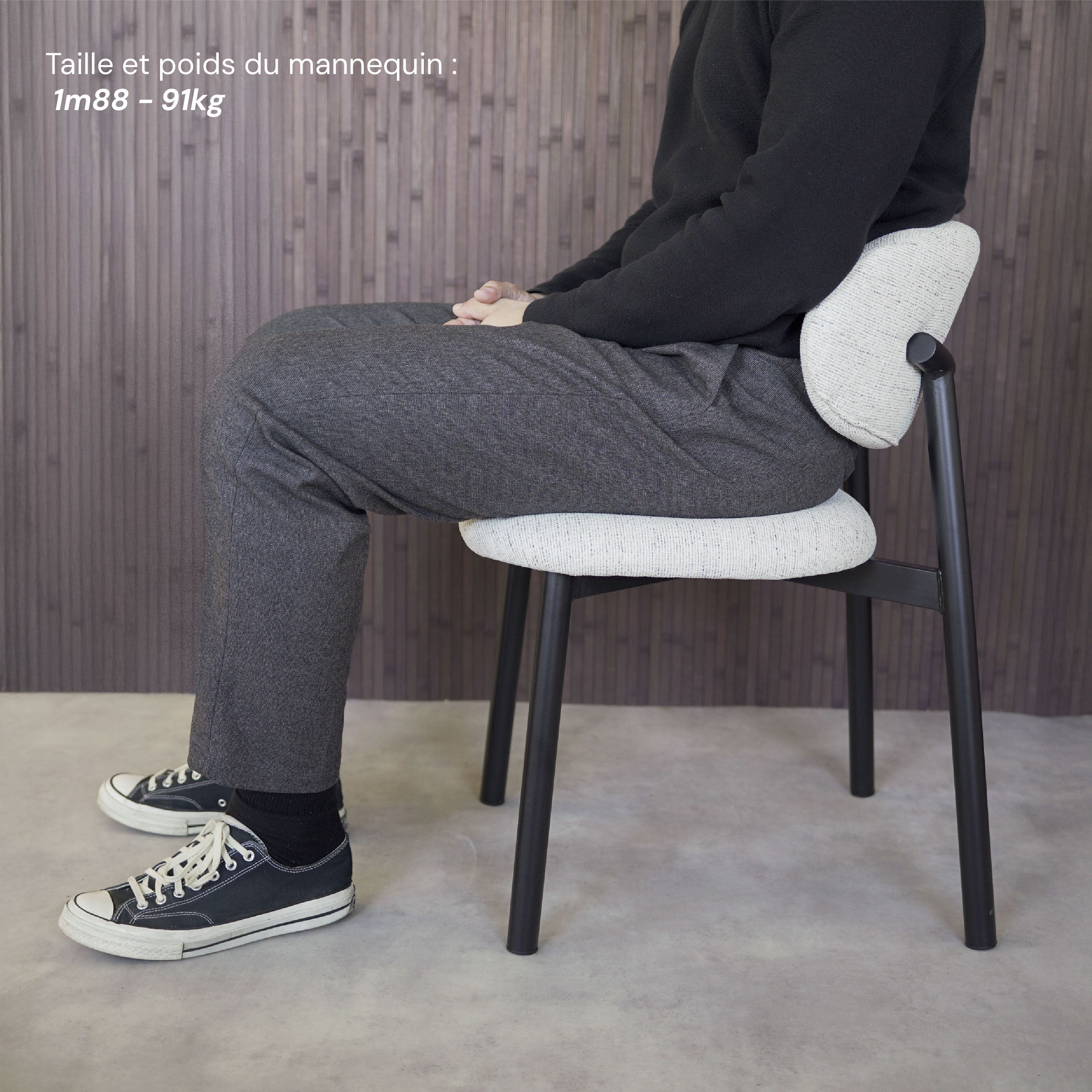 Sedia Nao in tessuto grigio chiaro mélange (set di 2)