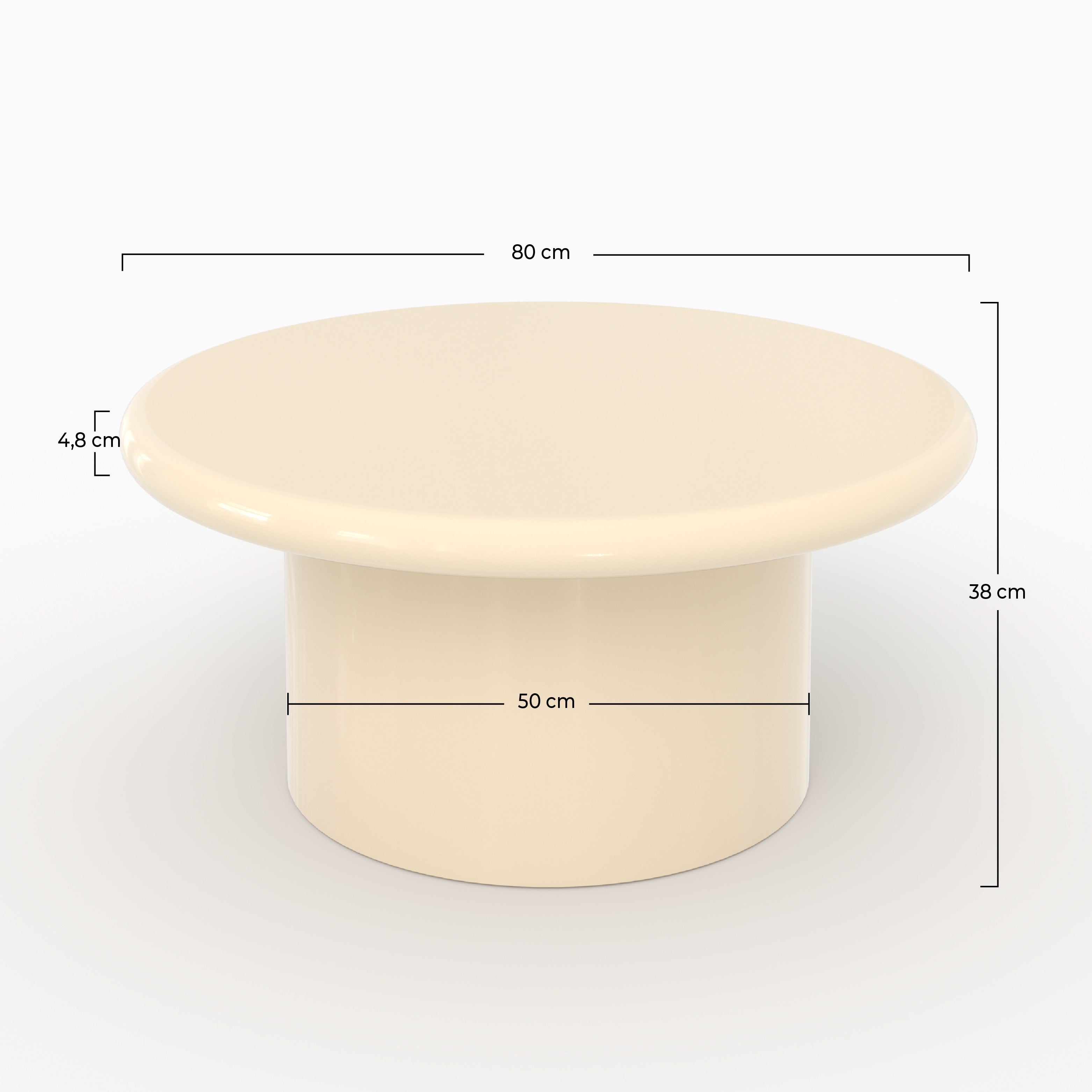 Tavolino Apoline laccato bianco in MDF, D80 cm