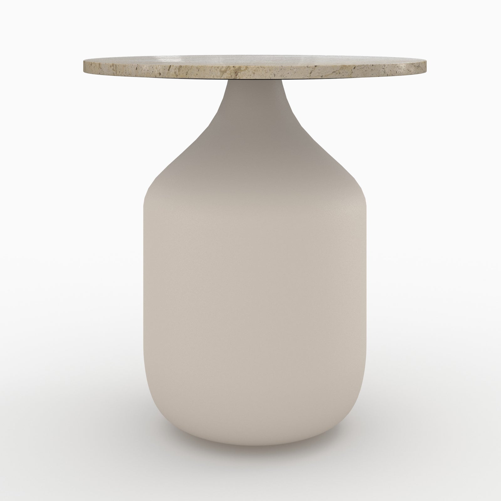 New table d appoint ronde Louison en travertin et métal beige